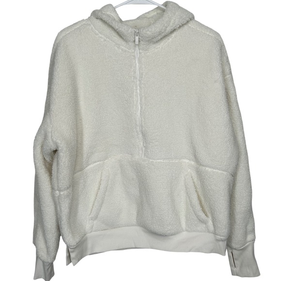 all in motion Tops - All In Motion Faux Fur 1/2 Zip Hoodie Sweatshirt Thumbhole Cuffs Women's Med NWT